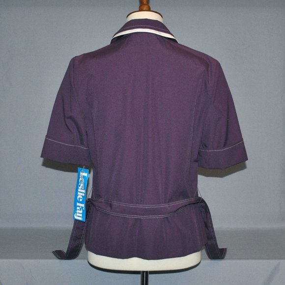 Vintage Leslie Fay Skirt Set Size 8 Purple & White Midi Skirt & Blouse NWT - Picture 7 of 13